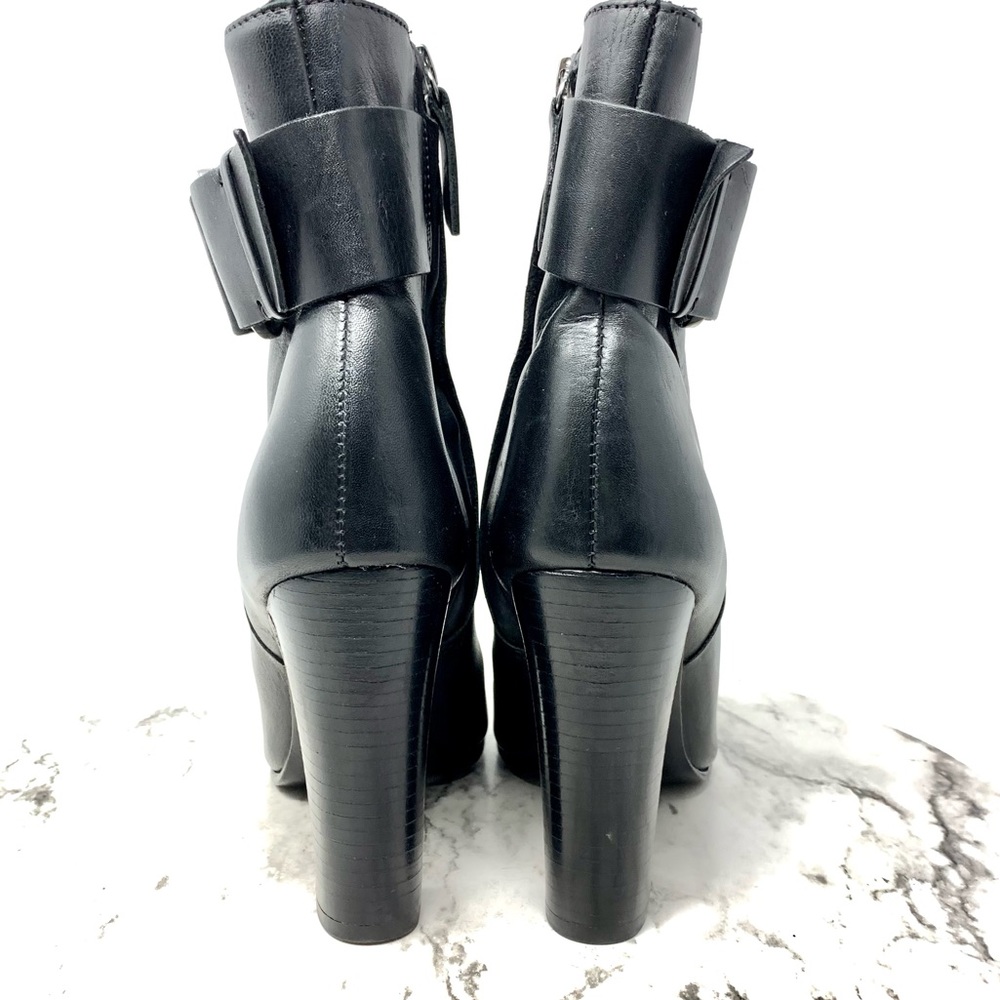 SCHUTZ Namil Buckle Detail Leather Booties 8 Minimalist Sleek Neutral Classic - Picture 5 of 14